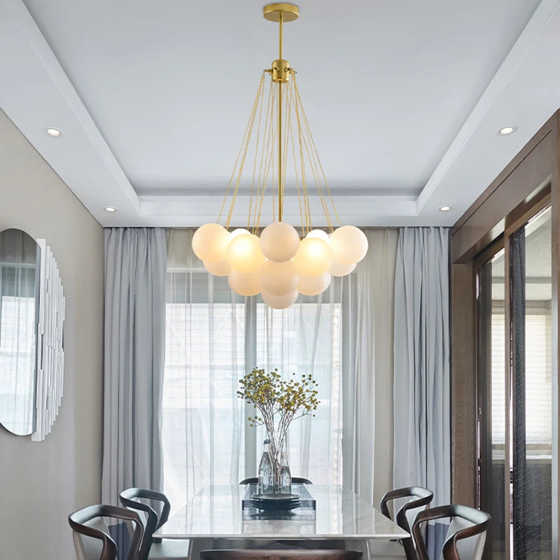 lustre boule de verre moderne led suspension nordique suspendu - vue 5 sur 10
