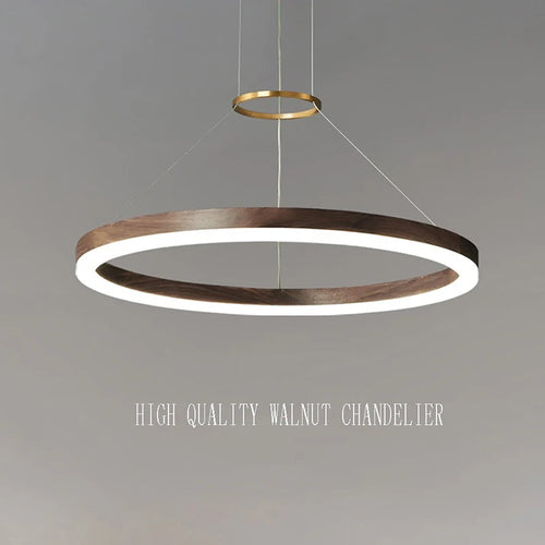 lustre moderne en bois massif avec lumières led - vue 6 sur 12