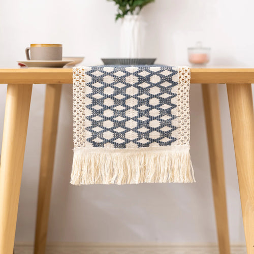 Chemin de table plaid coton lin decoration table salle a manger - vue 6 sur 5