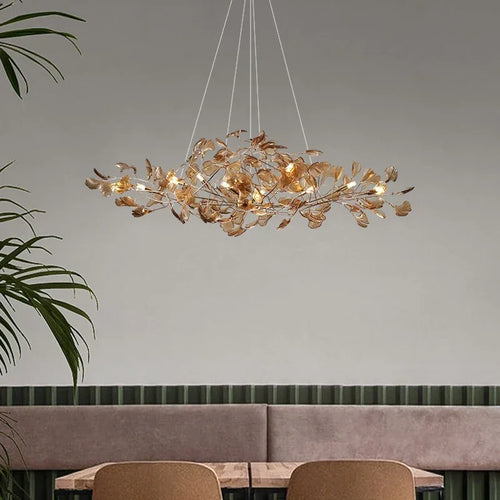 lustre romantique nordique artpad avec feuilles en acrylique pour la maison - vue 6 sur 21