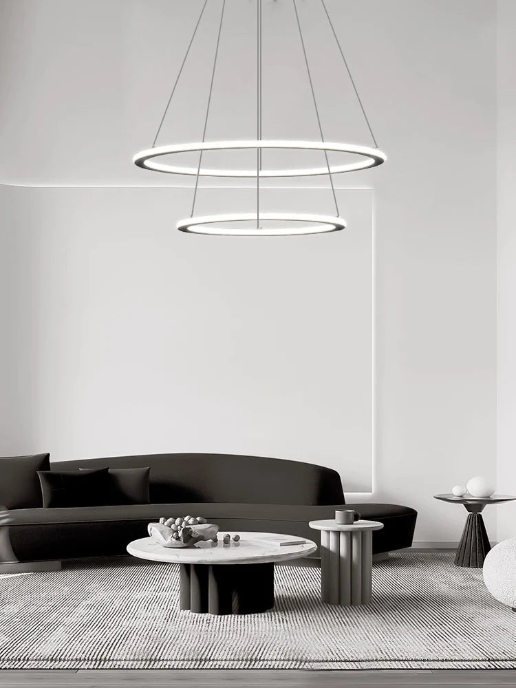 lustre à anneaux circulaires minimaliste à intensité variable - vue 3 sur 10