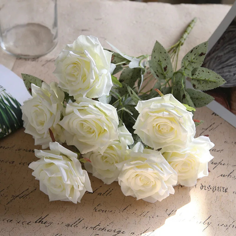 fleurs de roses artificielles bouquet décoration pour la maison et bureau - vue 11 sur 14