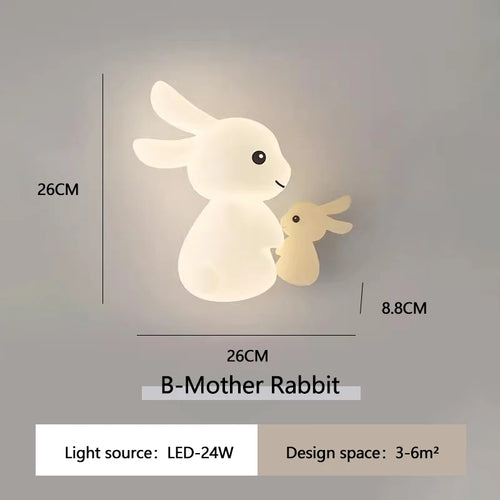 Applique murale de lapin mignon LED lampe de chambre d'enfant moderne Simple chaud chambre de bébé pépinière petite fille garçon chambre chevet appliques murales - vue 9 sur 12