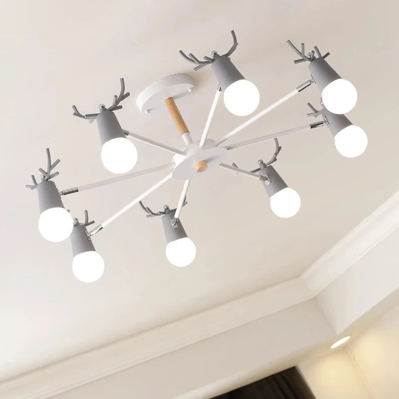 lustre en bois led nordique pour enfants style macaron - vue 6 sur 12