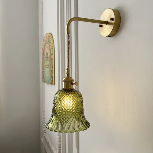 applique murale vintage en verre avec douille en laiton - vue 6 sur 21
