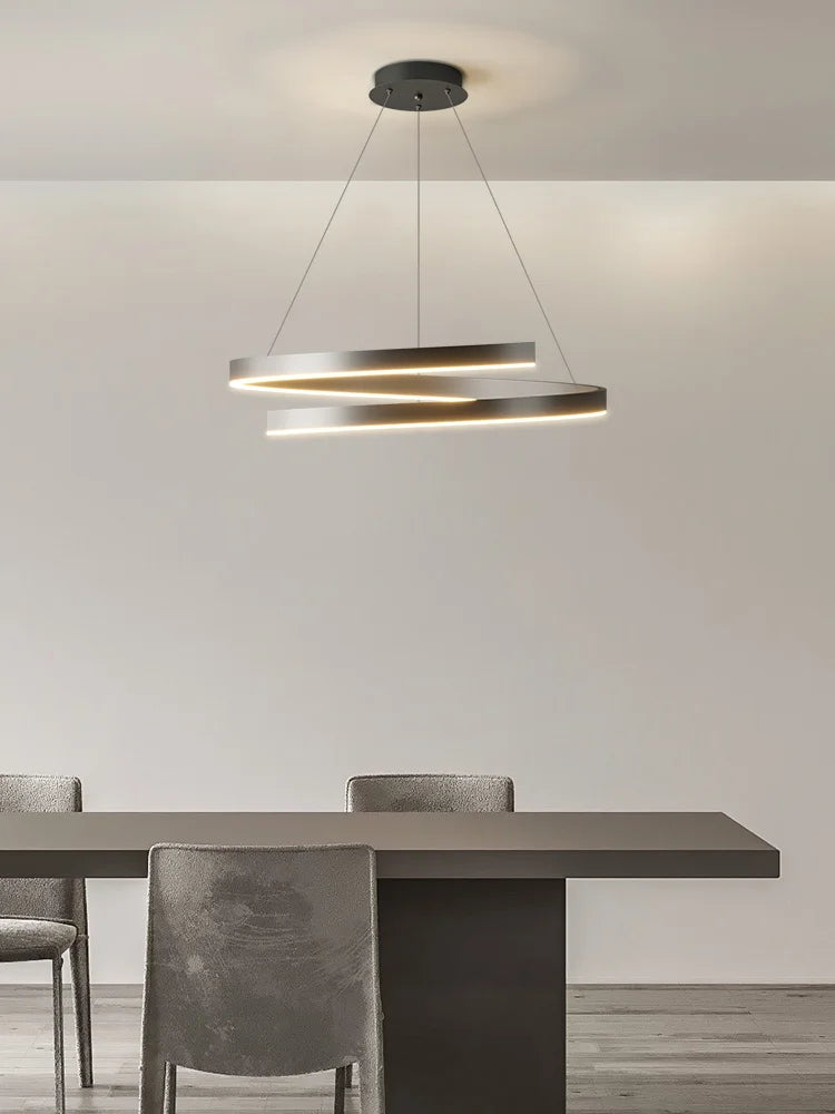lustre à anneau simple moderne en fer doré avec éclairage LED intérieur - vue 3 sur 15