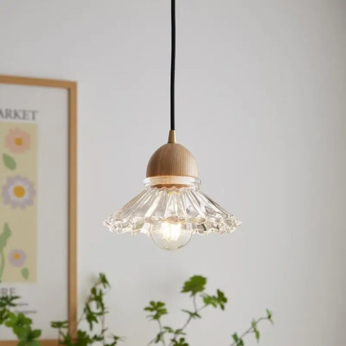 lustre nordique moderne en bois et verre led japonais - vue 4 sur 10