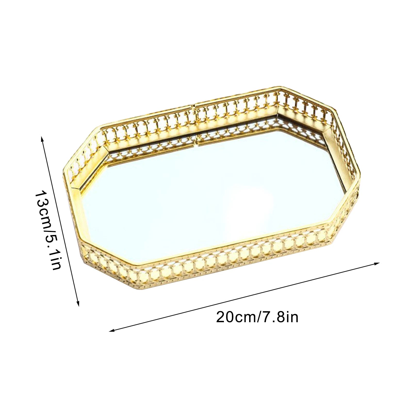 plateau de rangement en métal miroir décoratif pour cosmétiques et vaisselle - vue 13 sur 14