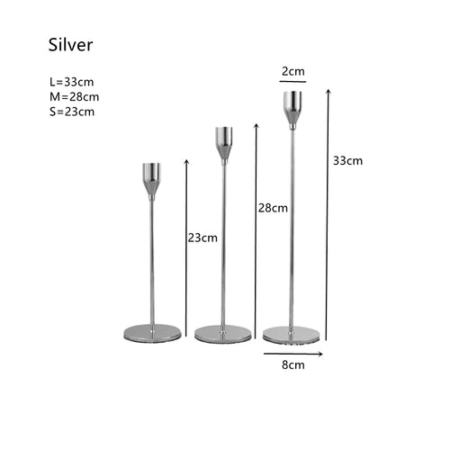 lot de 3 bougeoirs en métal décoration élégante pour mariage et fêtes - vue 15 sur 21