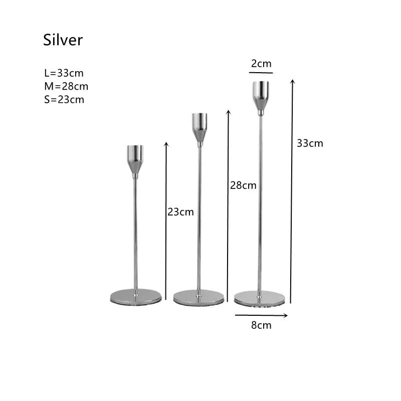 lot de 3 bougeoirs en métal décoration élégante pour mariage et fêtes - vue 14 sur 21