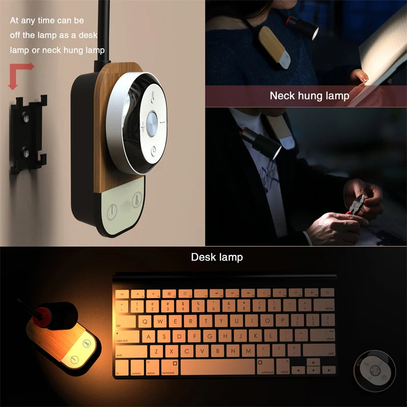 lampe de chevet led moderne nordique rechargeable avec télécommande réglable - vue 5 sur 8