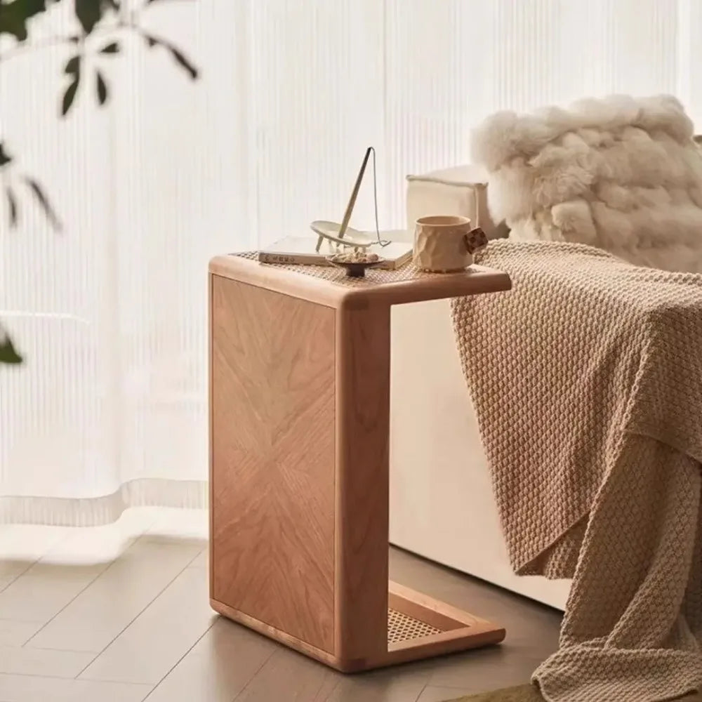 table basse en rotin massif style japonais rétro pour loisirs - vue 5 sur 10