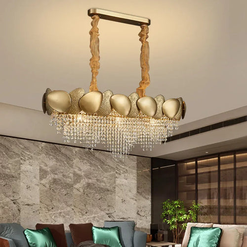 lustre moderne en cristal avec pampilles et led - vue 4 sur 16