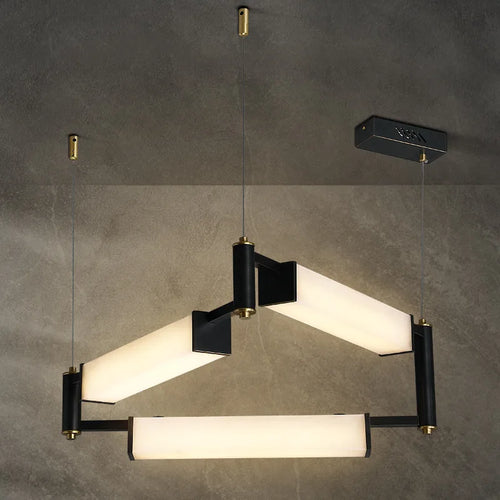 plafonnier led suspendu marbre blanc design moderne décoratif idéal villas - vue 4 sur 16