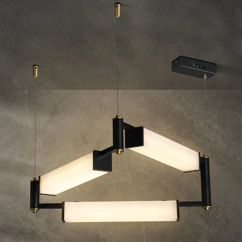 plafonnier led suspendu marbre blanc design moderne décoratif idéal villas - vue 3 sur 16