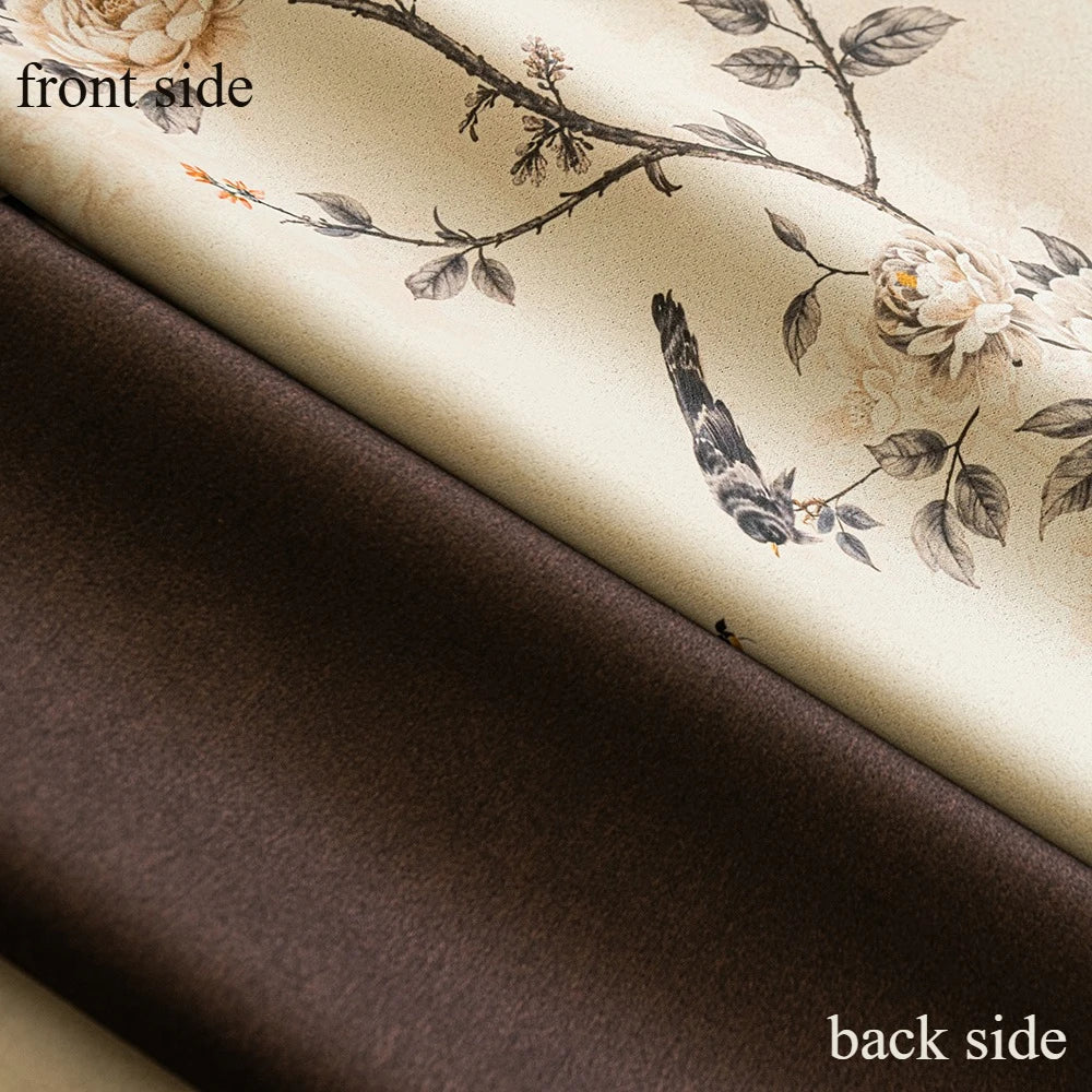 Rideau occultant floral style chinois pour salon chambre - vue 3 sur 7