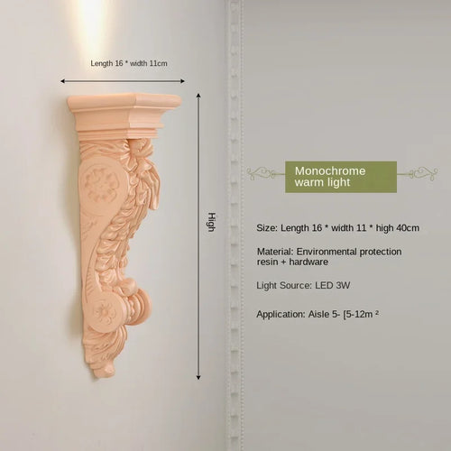 applique murale en résine d'ange sculptée décorative à led - vue 16 sur 19