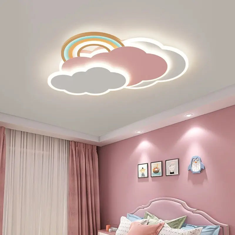 plafonnier nuage arc-en-ciel romantique pour princesse avec télécommande en option - vue 3 sur 8