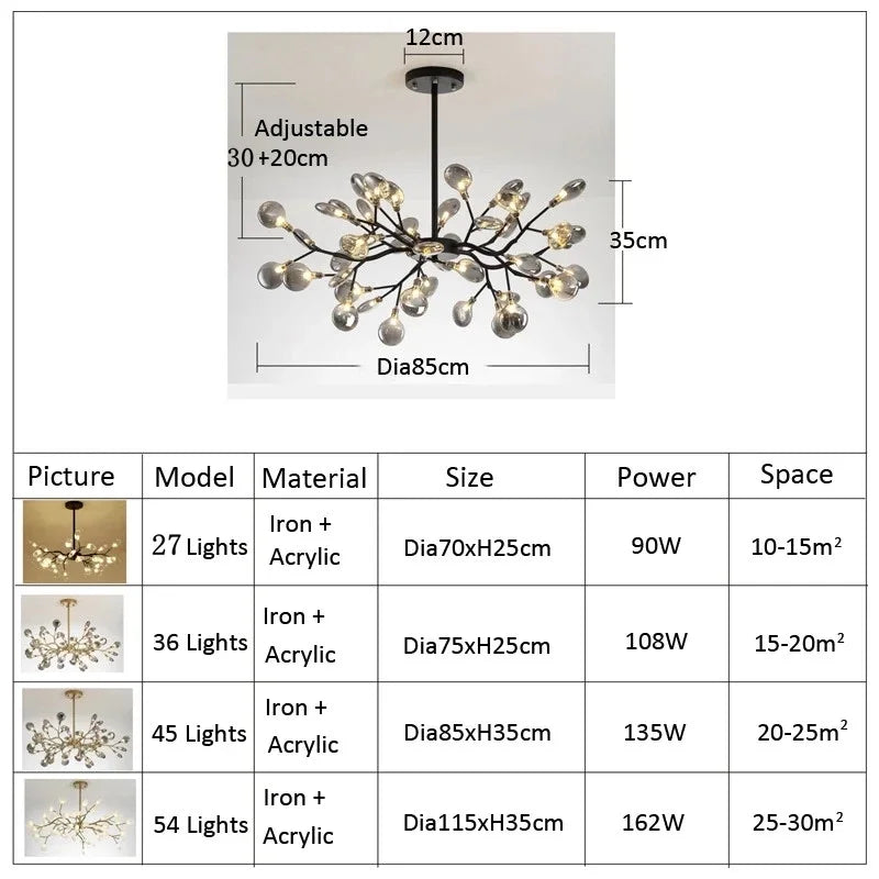 2024 Modern Pendant lights Gold Black tree branch Chandeliers room decor Bedroom Dining Living Room Luster Lamp Home Decoration - vue 6 sur 9