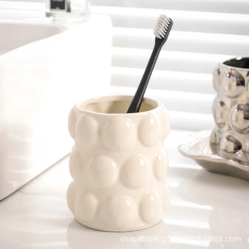 ensemble de tasses en céramique pour amoureux luxe accessoires salle de bain - vue 4 sur 9