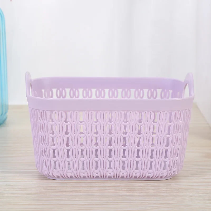 panier de rangement portable en rotin et plastique pour divers articles - vue 5 sur 9