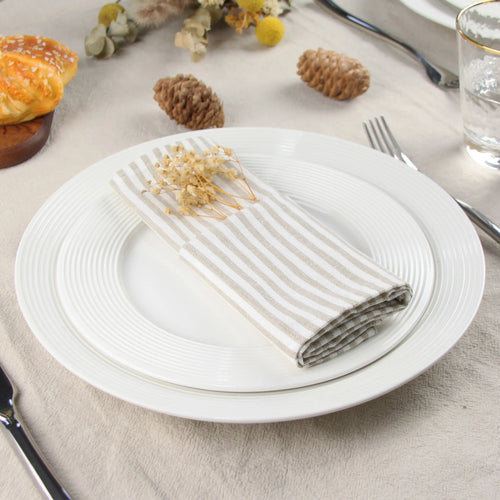 Serviette de table lin coton style européen rayé - vue 4 sur 7