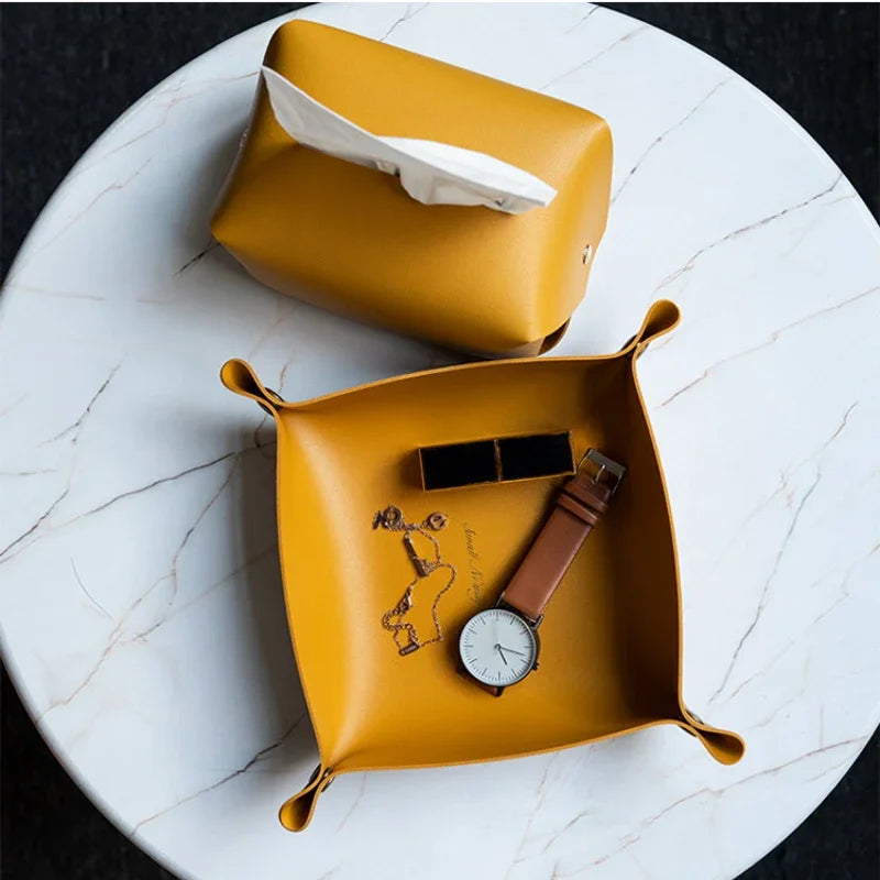 boîte de rangement en cuir pour bureau et accessoires - vue 6 sur 20