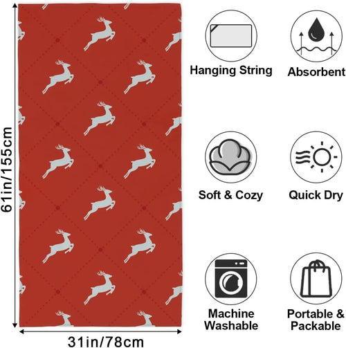 Serviette de plage microfibre motif cerf séchage rapide - vue 4 sur 6