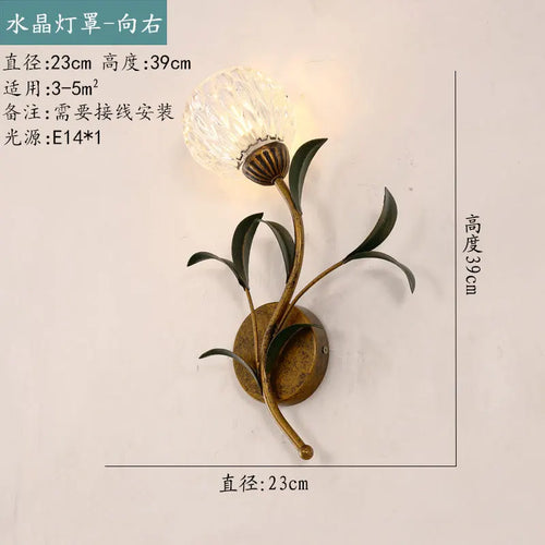 applique murale à led rétro avec fleurs pour décoration élégante - vue 8 sur 12
