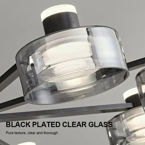 lustre led minimaliste moderne en verre et cuivre - vue 6 sur 15