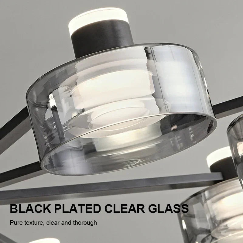 lustre led minimaliste moderne en verre et cuivre - vue 6 sur 15