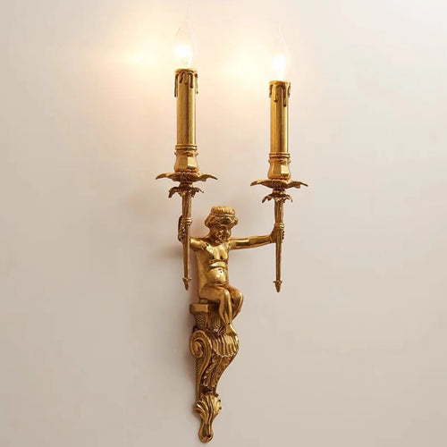 applique murale ange nordique en cuivre luminaire décoratif intérieur classique européen - vue 2 sur 7