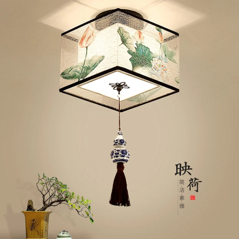 plafonnier style chinois pour hôtel villa hall d'entrée et balcon - vue 3 sur 20