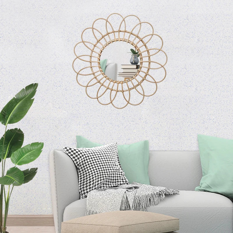 miroirs décoratifs ronds en macramé pour un style nordique - vue 3 sur 12
