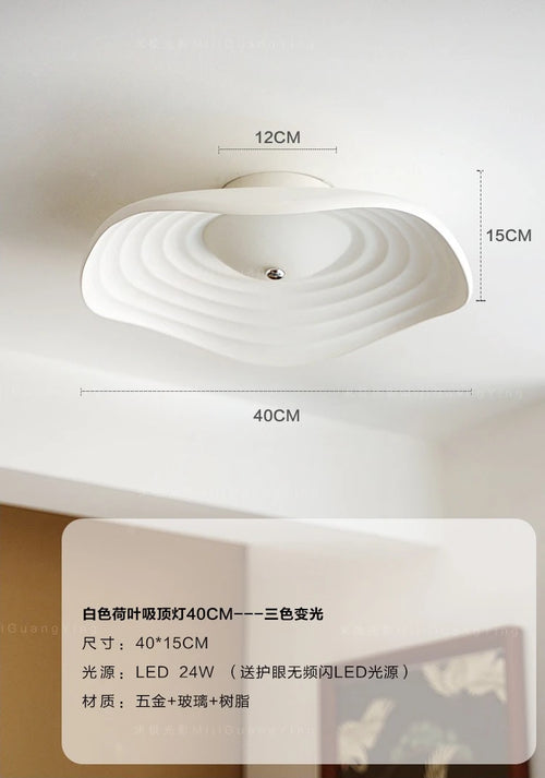 plafonnier led rétro en résine feuille de lotus décoration moderne - vue 9 sur 8