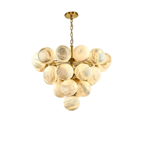 lustre moderne en marbre doré et noir pour éclairage élégant - vue 2 sur 15
