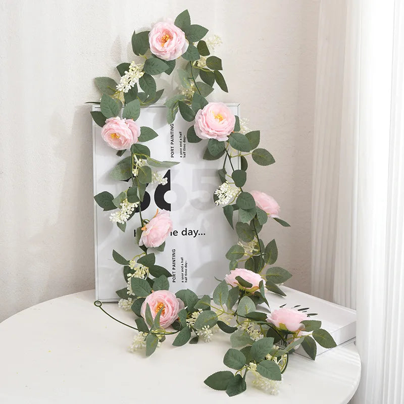 soie simulation rose fausse fleur vignes décoratives artificielles - vue 5 sur 11