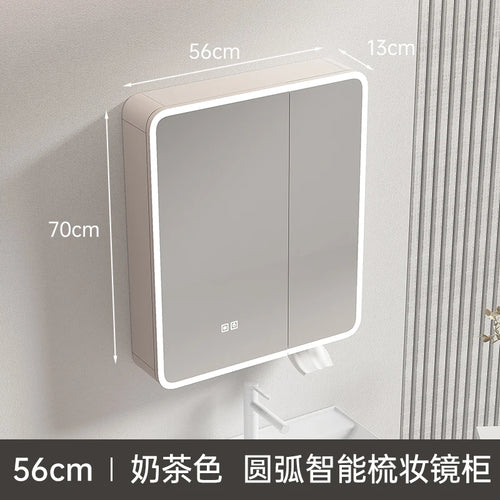 armoire circulaire en aluminium avec miroir éclairage intelligent et rangement - vue 29 sur 32