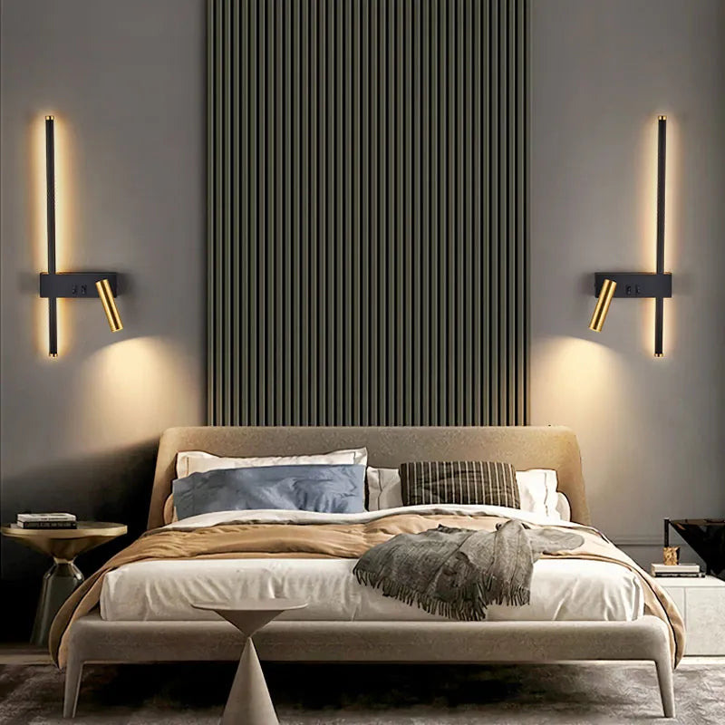 Applique murale noir blanc minimal luxe décor lampe - vue 3 sur 10