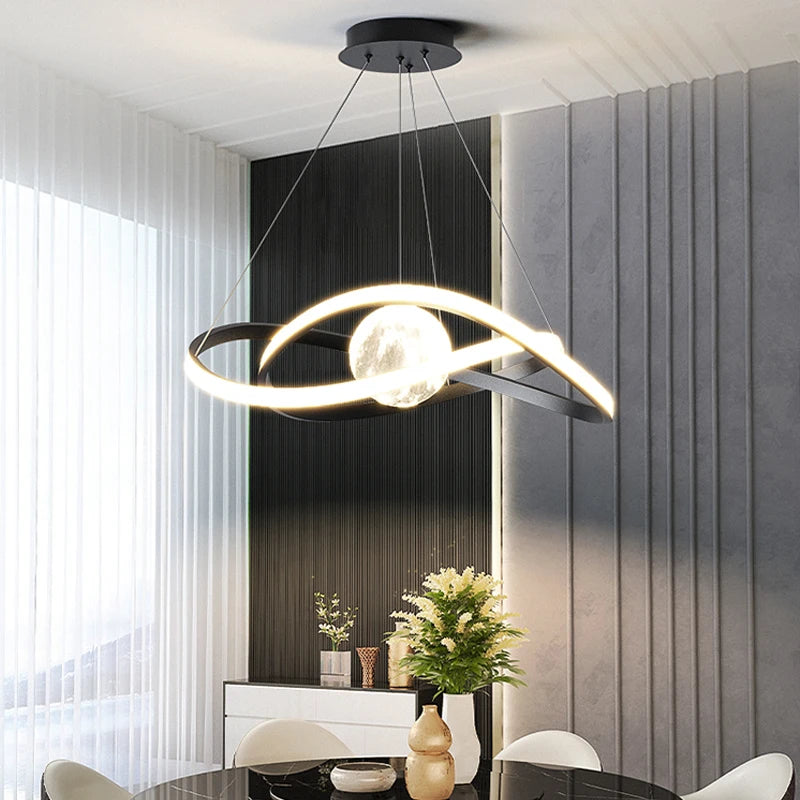 suspension led moderne style art noir pour intérieur - vue 3 sur 12