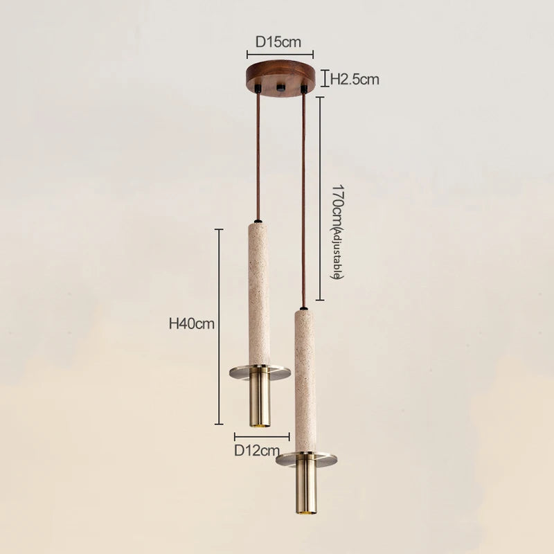 Suspension LED en travertin jaune naturel japonais