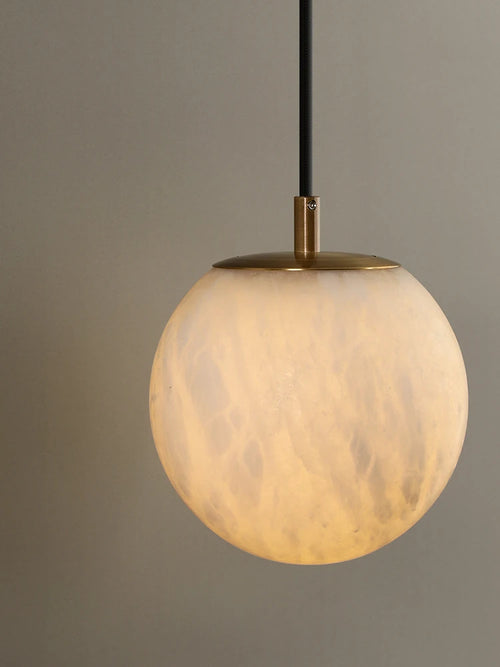 lampe de chevet moderne en cuivre et marbre naturel - vue 6 sur 10