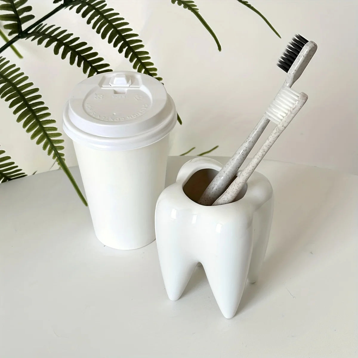 porte-brosse à dents en céramique en forme de dent créative et décorative - vue 2 sur 7