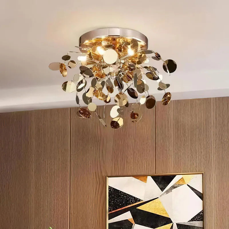 Modern personality G9 stainless steel bedroom ceiling lights Nordic living room, dining room, kitchen decorative ceiling lights - vue 3 sur 10