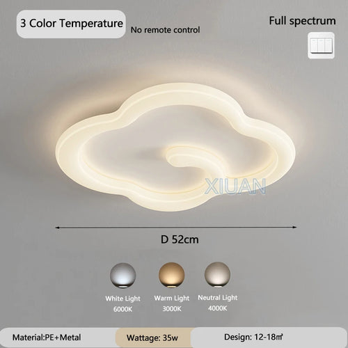 lustre scandinave nuage blanc avec télécommande optionnelle led - vue 12 sur 16
