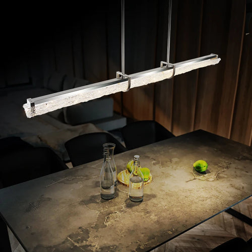 suspension moderne en acier inoxydable avec barre en cristal minimaliste - vue 3 sur 9