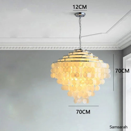 lustre nordique en coquillage avec luminaire à led - vue 12 sur 17