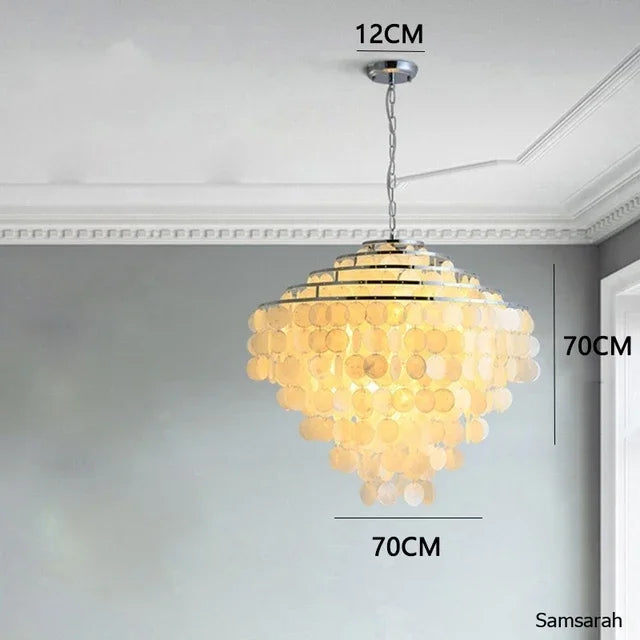 lustre nordique en coquillage avec luminaire à led - vue 11 sur 17