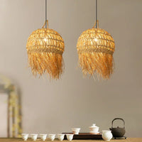 lustre japonais en bambou tissé pour ambiance zen