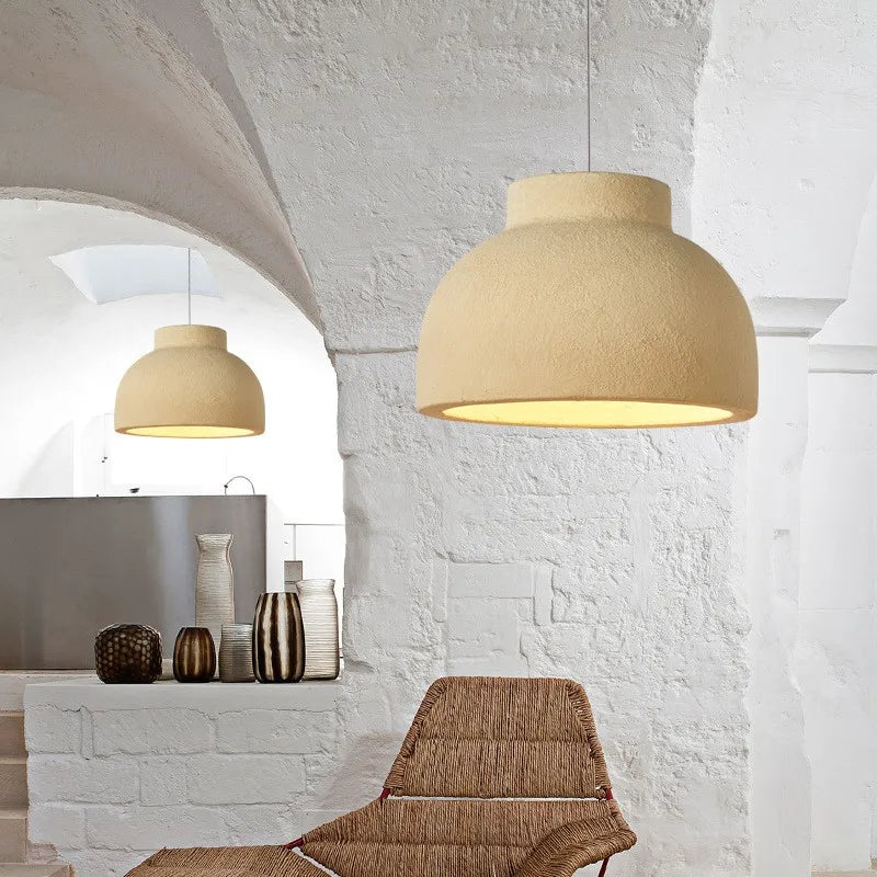 suspension Nordique Wabi Sabi Style Led lumières moderne Style crème vert/jaune E27 - vue 4 sur 12